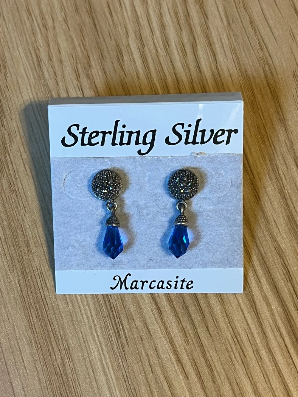 Sterling silver blue marcasite earring bundle - Picture 2 of 7